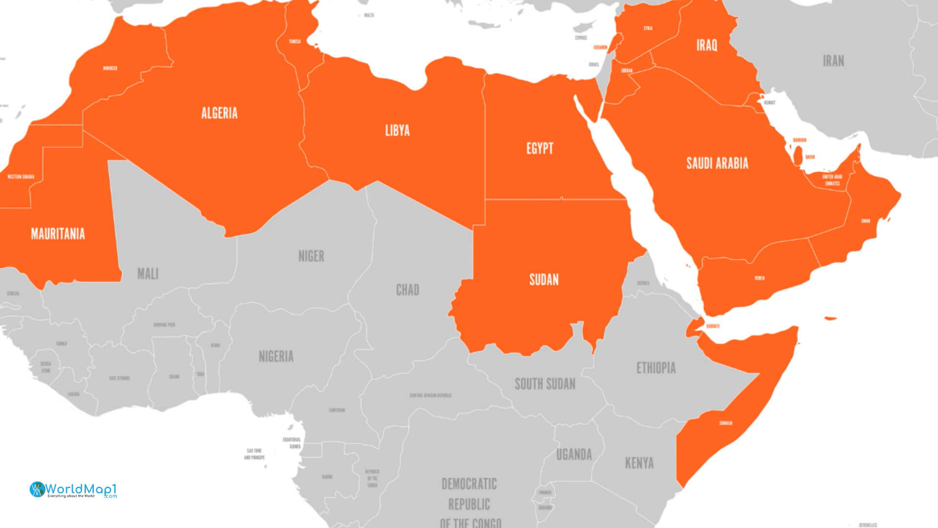 Africa Middle East and Qatar Political Map